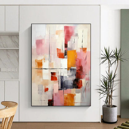 Colorful Block Abstract Art for Trendy Café Dining Areas DLZ0287