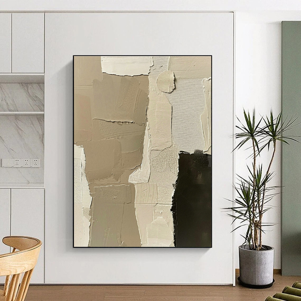 Brown - Tone Collage Abstract Art for Art Deco Living Room & Boutique Hotel Lobby DLZ1168