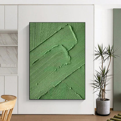 Green Texture Relief Art for Contemporary Home Gallery Walls & Minimalist Restaurant Private Dining DLZ0299