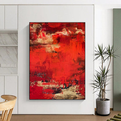 Red - Gold Textured Abstract Art for Luxury Ballroom & Opulent Home Library DLZ0769