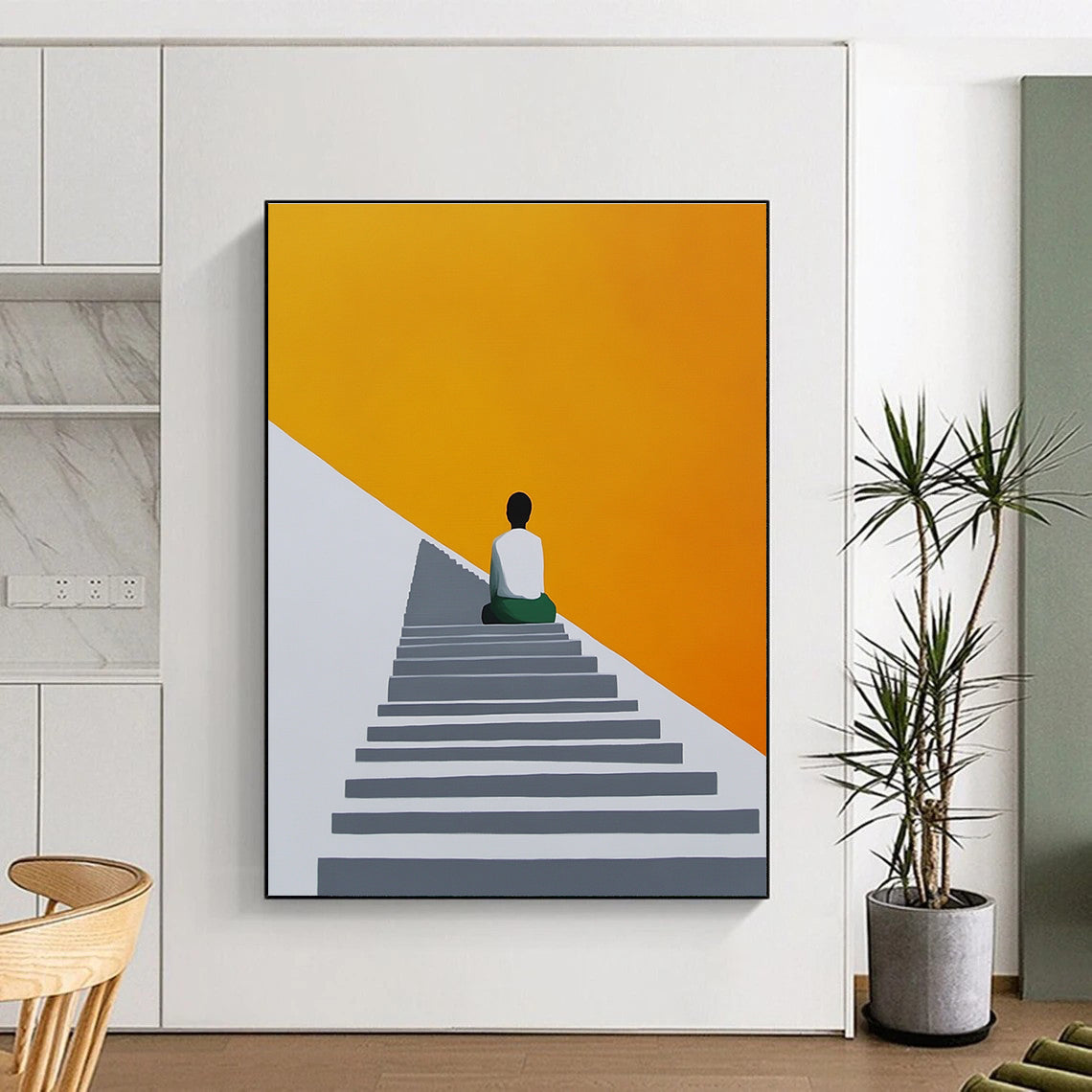 Meditating Figure on Stairs for Wellness Center & Modern 禅意 Study STSC1155