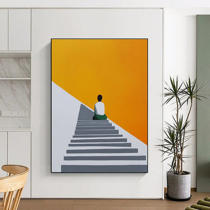 Meditating Figure on Stairs for Wellness Center & Modern 禅意 Study STSC1155