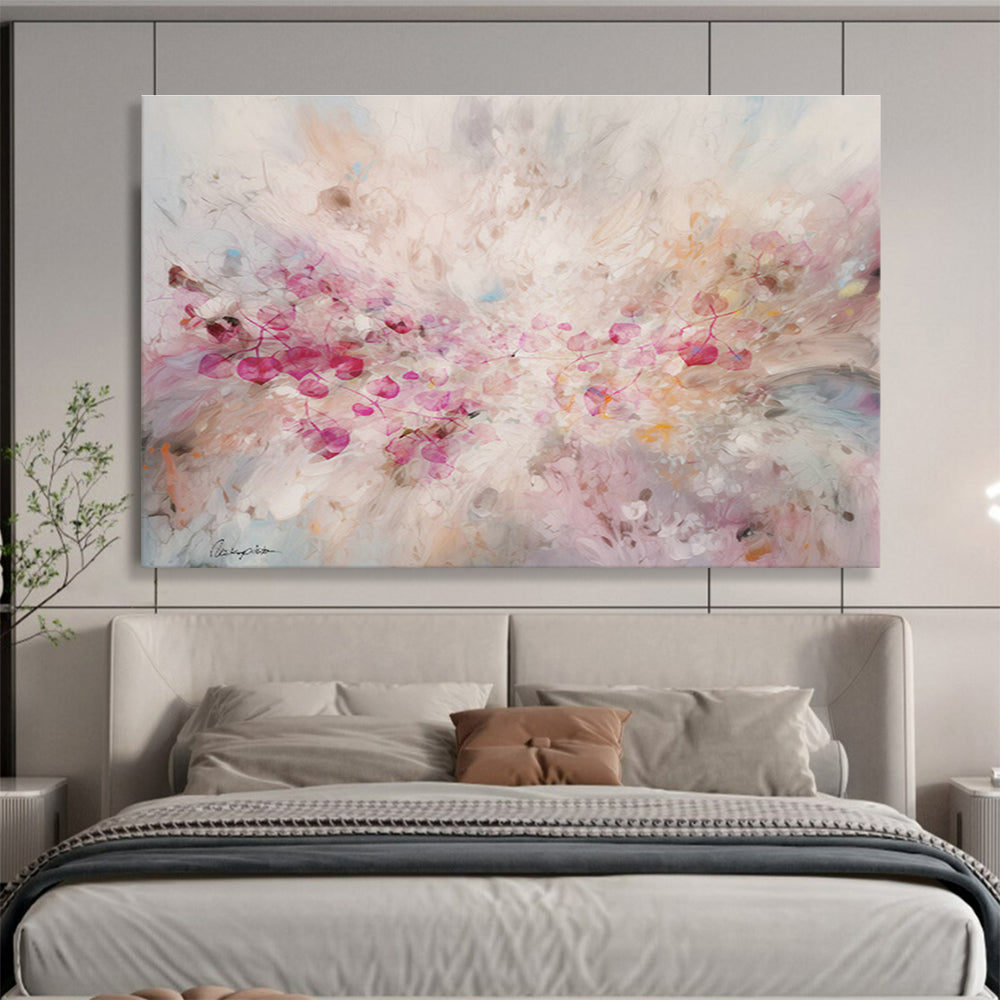 Pink Floral Abstract Art for Romantic Bedroom Decor DLZ2917