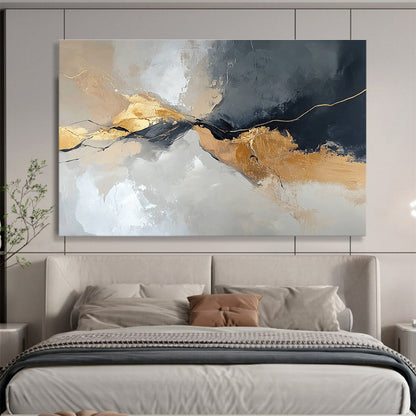 Gold Accent Abstract Flow Art for Sophisticated Living Room & Corporate Boardroom SC104