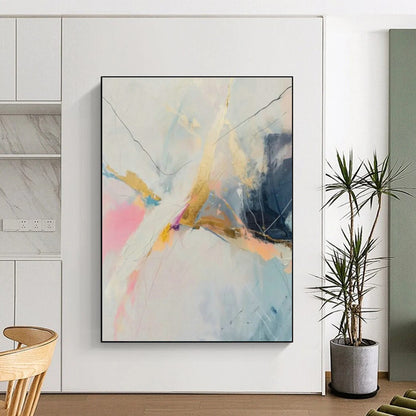 Gold - Pink Abstract Line Art for Modern Office Reception & Luxury Boutique DLZ1002