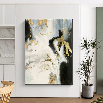 Ink - Gold Foil Abstract Art for Living Room & Foyer DLZ0553