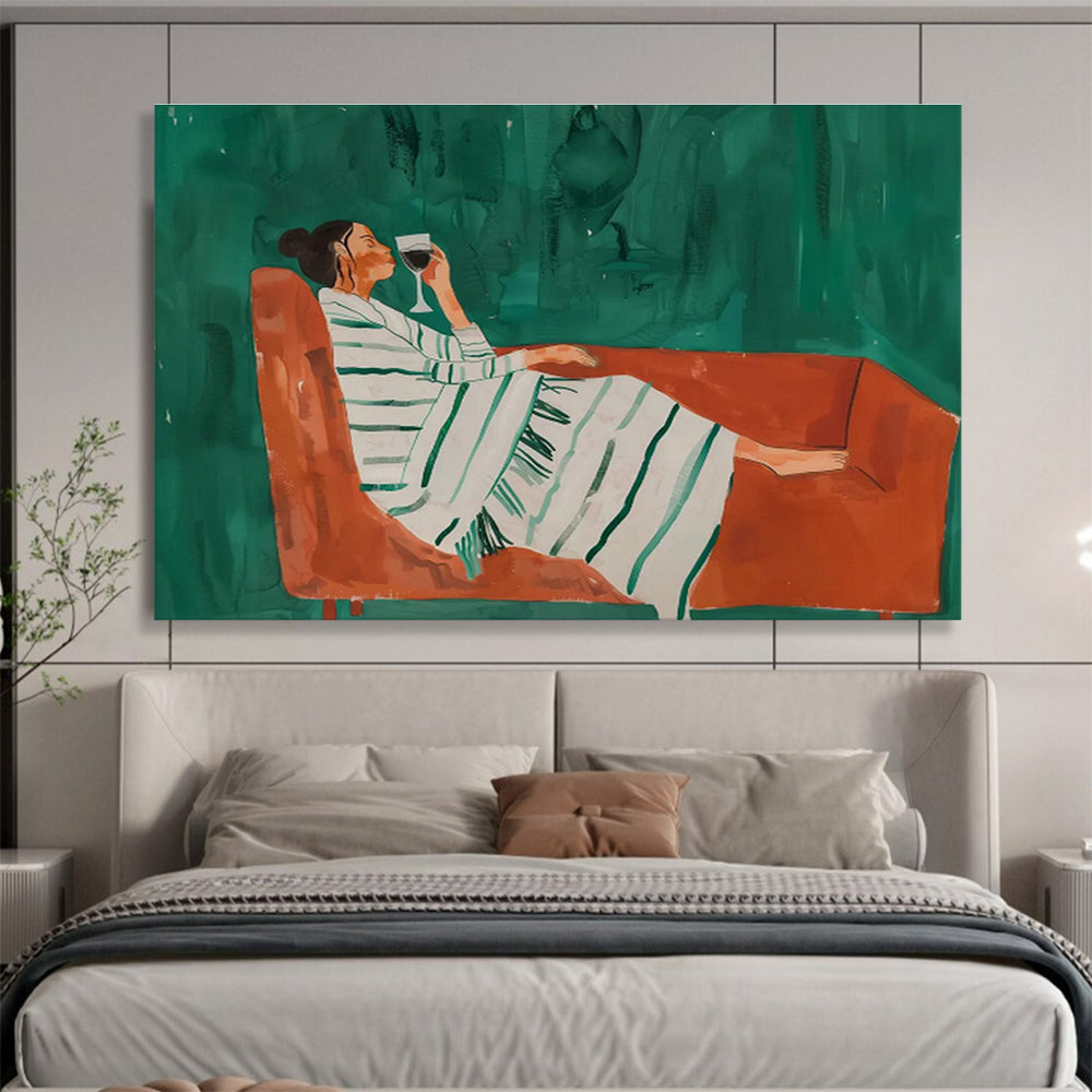 Sofa Wine - Tasting Figure Art for Sophisticated Home Bar Areas DLZ2617