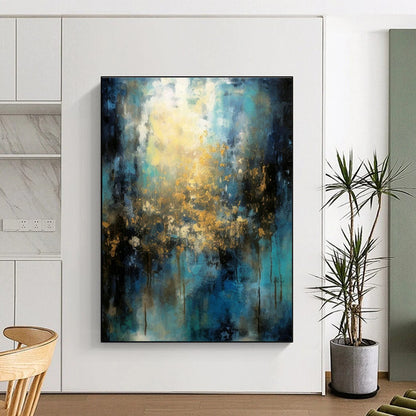 Blue and Gold Radiant Abstract Art for Art Gallery - Style Home & Upscale Event Venue DLZ0746