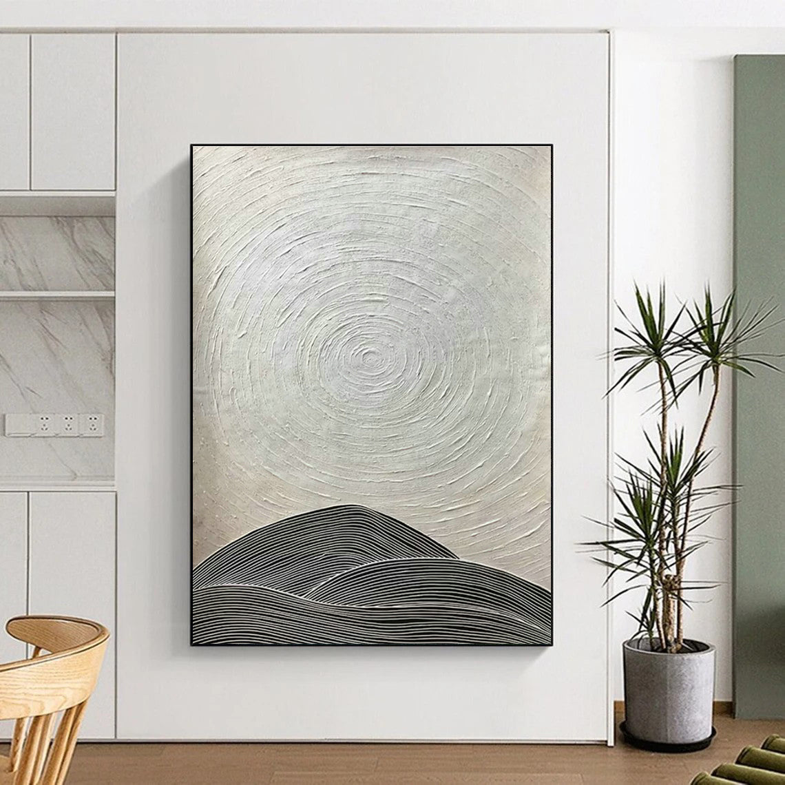 Grey - White Textured Landscape Abstract Art for Living Room & Study DLZ0491