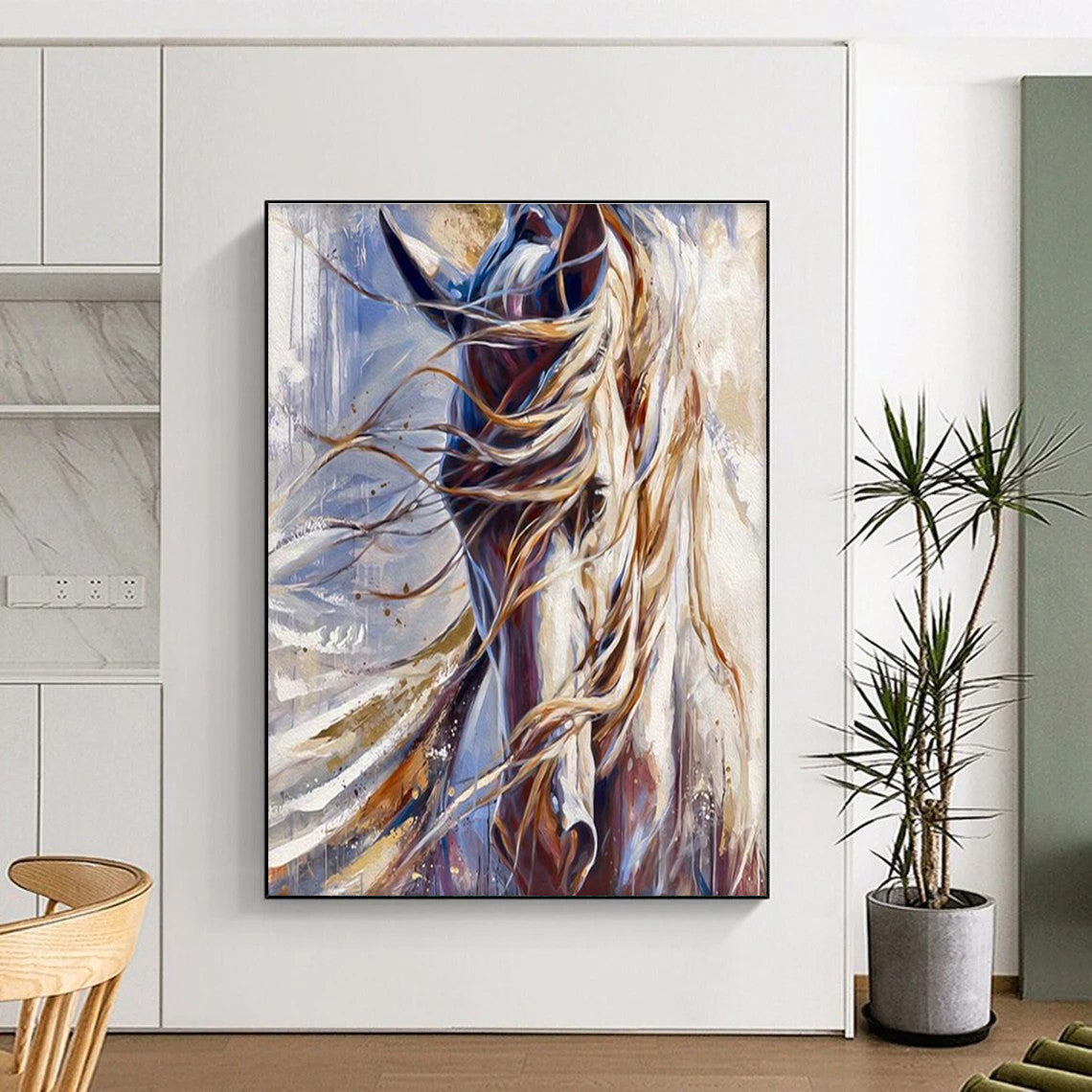 Majestic White Horse Art for Equestrian Club & Elegant Living Room DLZ2353