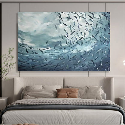 School of Fish Abstract Art for Marine - Themed Aquarium Cafes DLZ3176