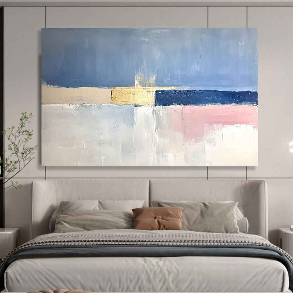 Pink - Blue - Gold Abstract for Boutique Hotel Room & Art - Themed Café SC025