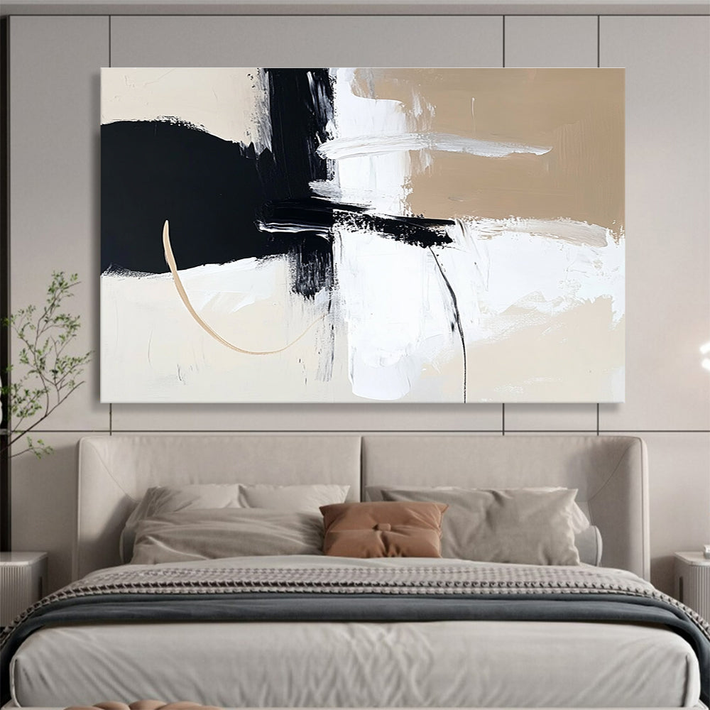 Monochrome Abstract Strokes Art for Minimalist Art Gallery & Modern Home Dining Room SC499