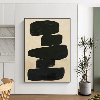 Black Abstract Stone - like Art for Living Room & Office DLZ0429
