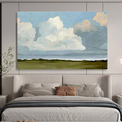 Soothing Blue Sky and Fluffy Clouds Art for a Calm and Peaceful Reading Nook Oasis DLZ2789