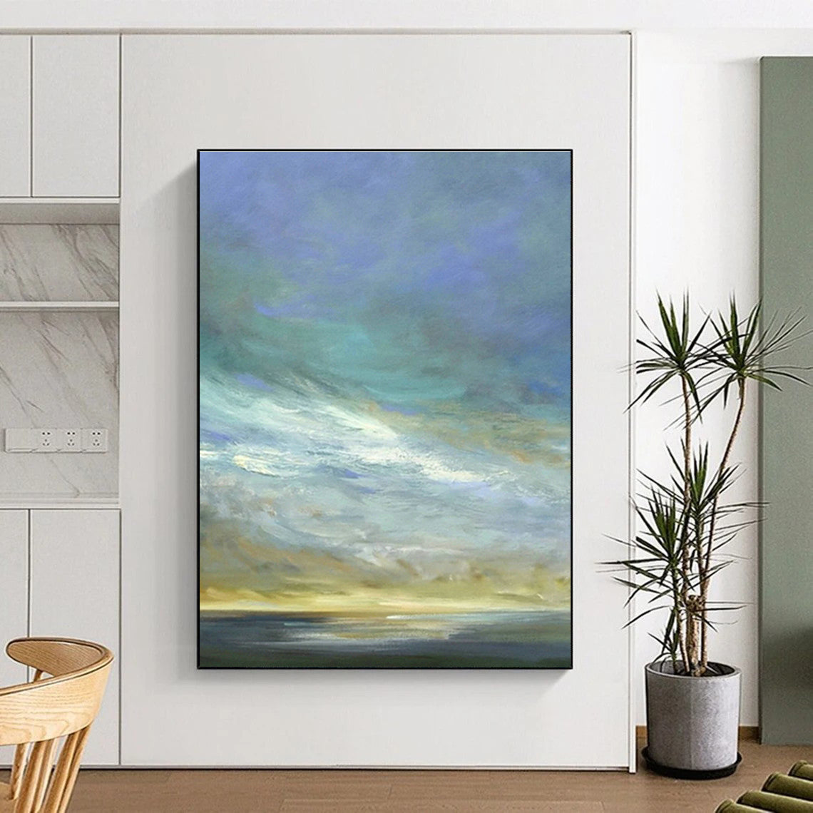 Soft - Color Sky & Sea Art for Minimalist Beach House & Nautical Yoga Studio DLZ0961