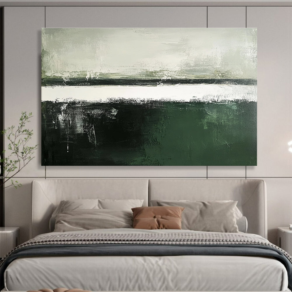 Green - Gray Abstract Landscape Art for Eco - Friendly Hotel & Minimalist Study SC054
