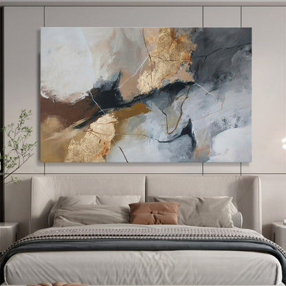 Gray - Gold Abstract Art for Contemporary Art Gallery Spaces DLZ2516