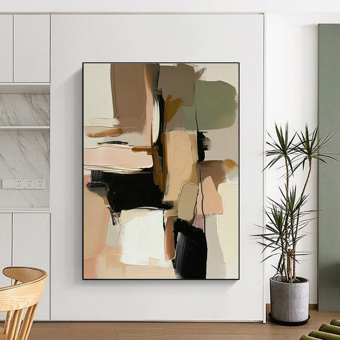 Blush - Beige - Brown Abstract Art for Bridal Suite & Boutique Café DLZ1247