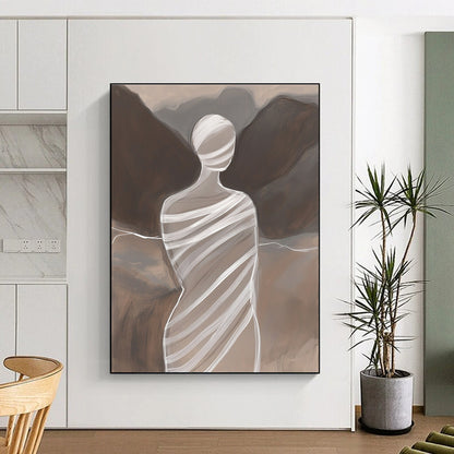 Abstract Figure in White Wraps for Minimalist Home Office & Art Gallery STSC1268