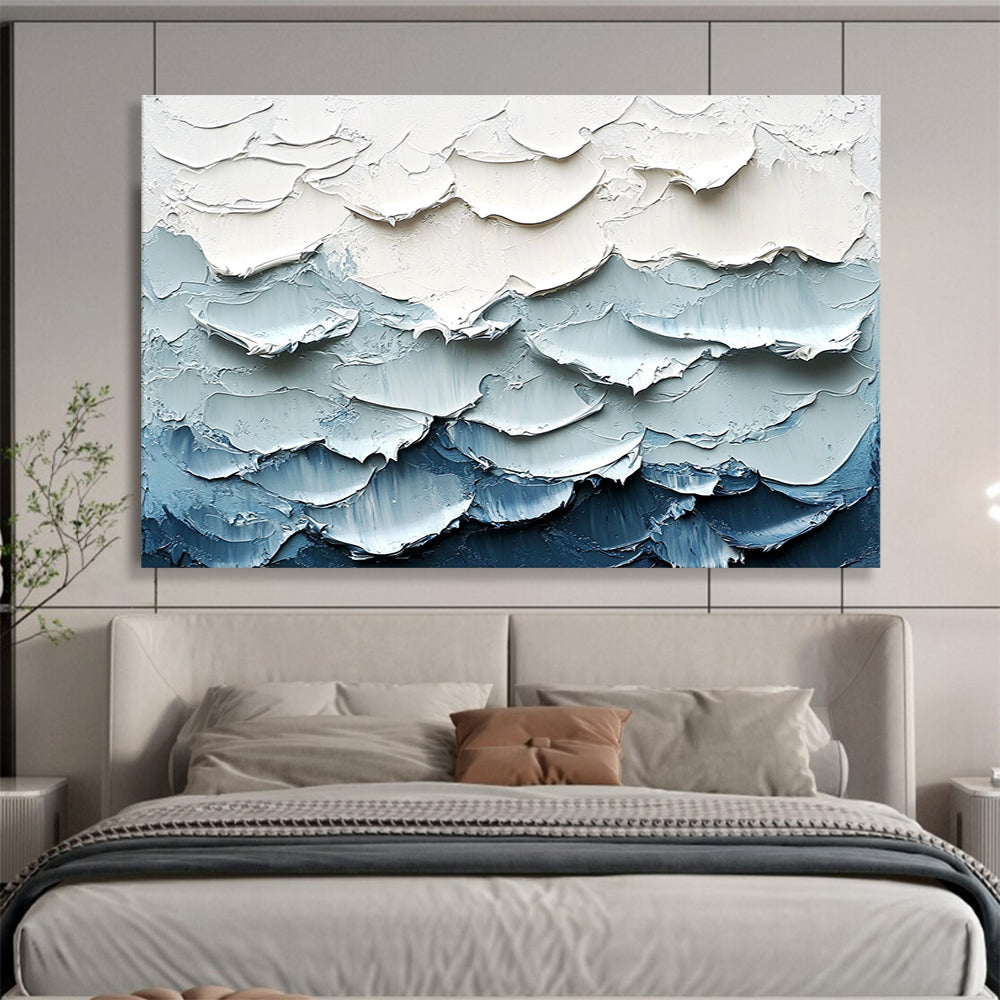 Textured Blue Waves Art for Nautical Home & Luxury Spa SC205