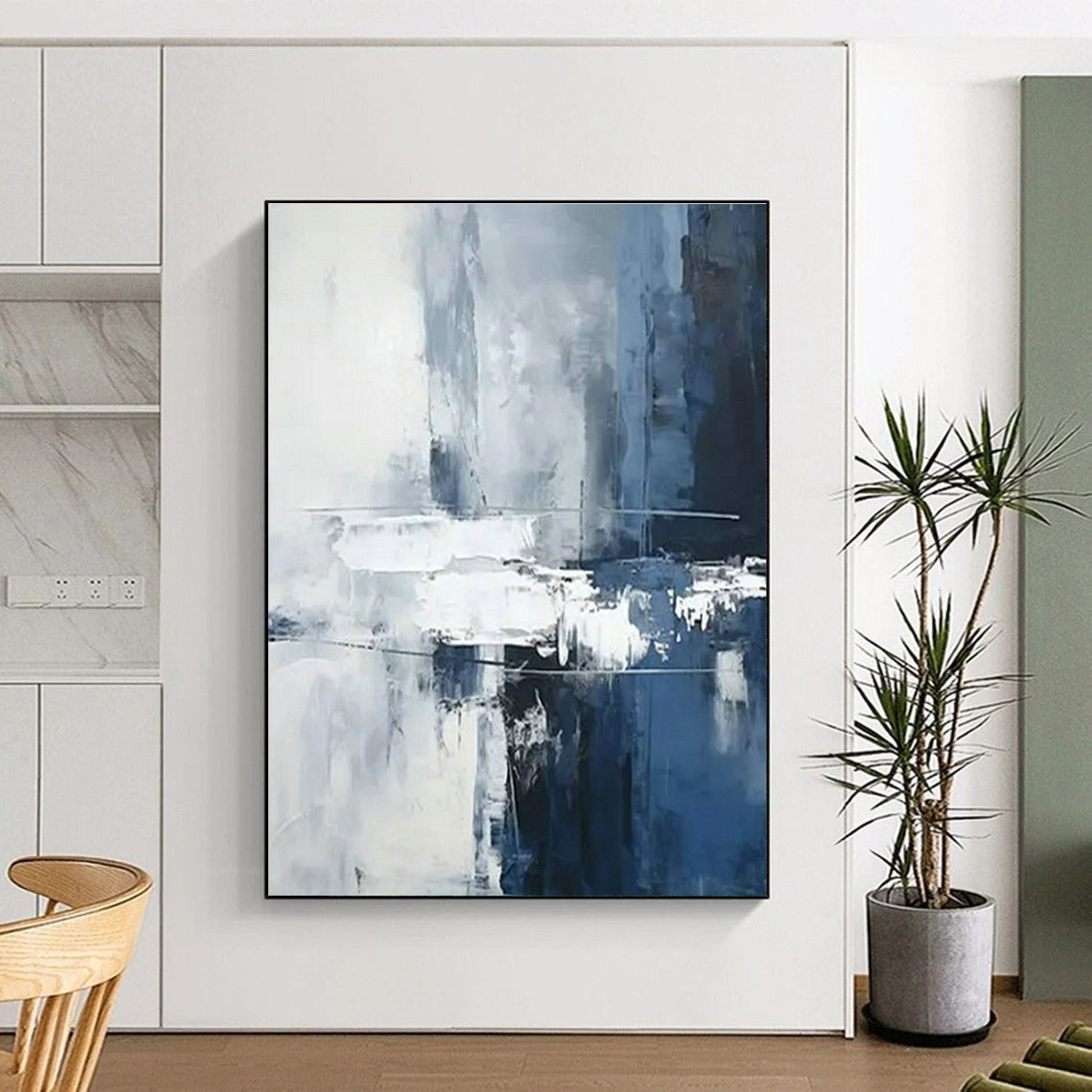 Blue - Gray Abstract Art for Scandinavian Home & Contemporary Art Space DLZ1736