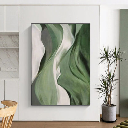 Green Flowing Abstract Art for Yoga Studio & Botanical Garden Café DLZ1061