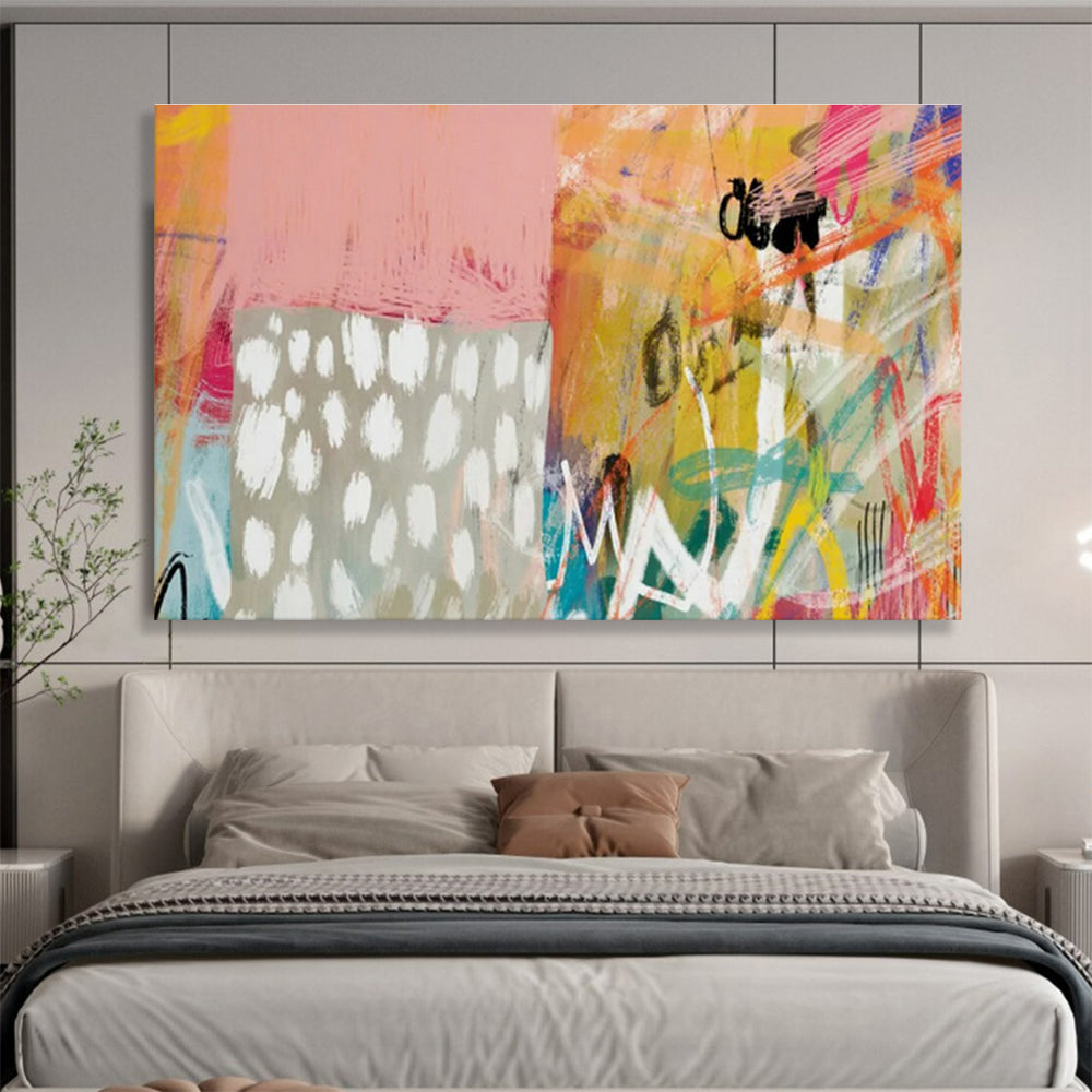 Pink - Orange Abstract Art for Bohemian - Style Retail Store Interiors DLZ2582