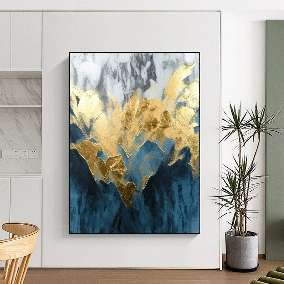 Gold - Leaf Marble Abstract Art for Luxury Hotel Lobby & High - End Home Entrance DLZ1808