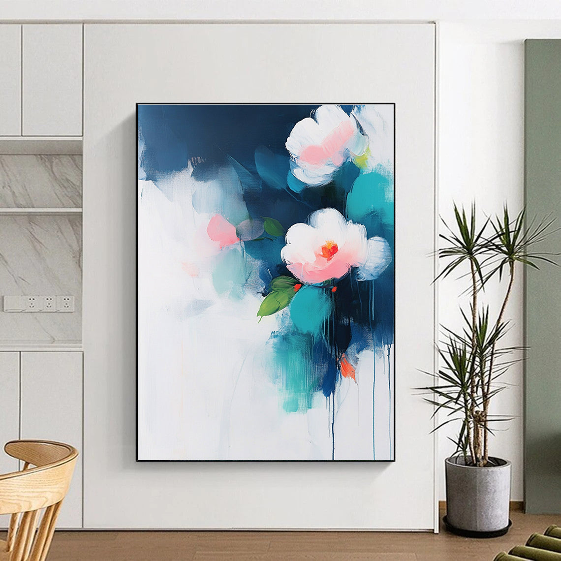 Soft Flower Blooms in Blue for Serene Bedroom & Calming Spa STSC375