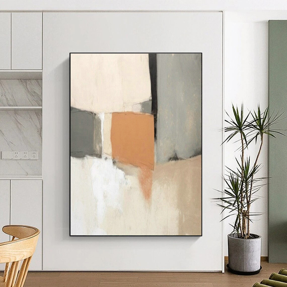 Gray - Orange Abstract Art for Industrial - Chic Loft & Art - Themed Bar DLZ1937
