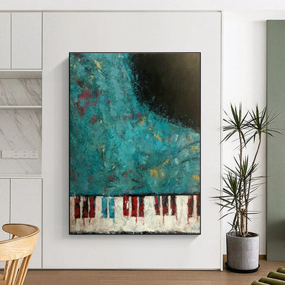 Blue - Tone Piano Abstract Art for Jazz Bar & Music School Hall DLZ0634