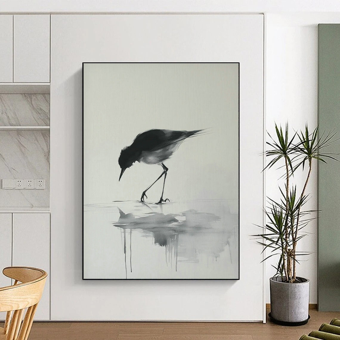 Ink - Wash Bird Art for Zen - Inspired Home & Traditional Tea House DLZ1830