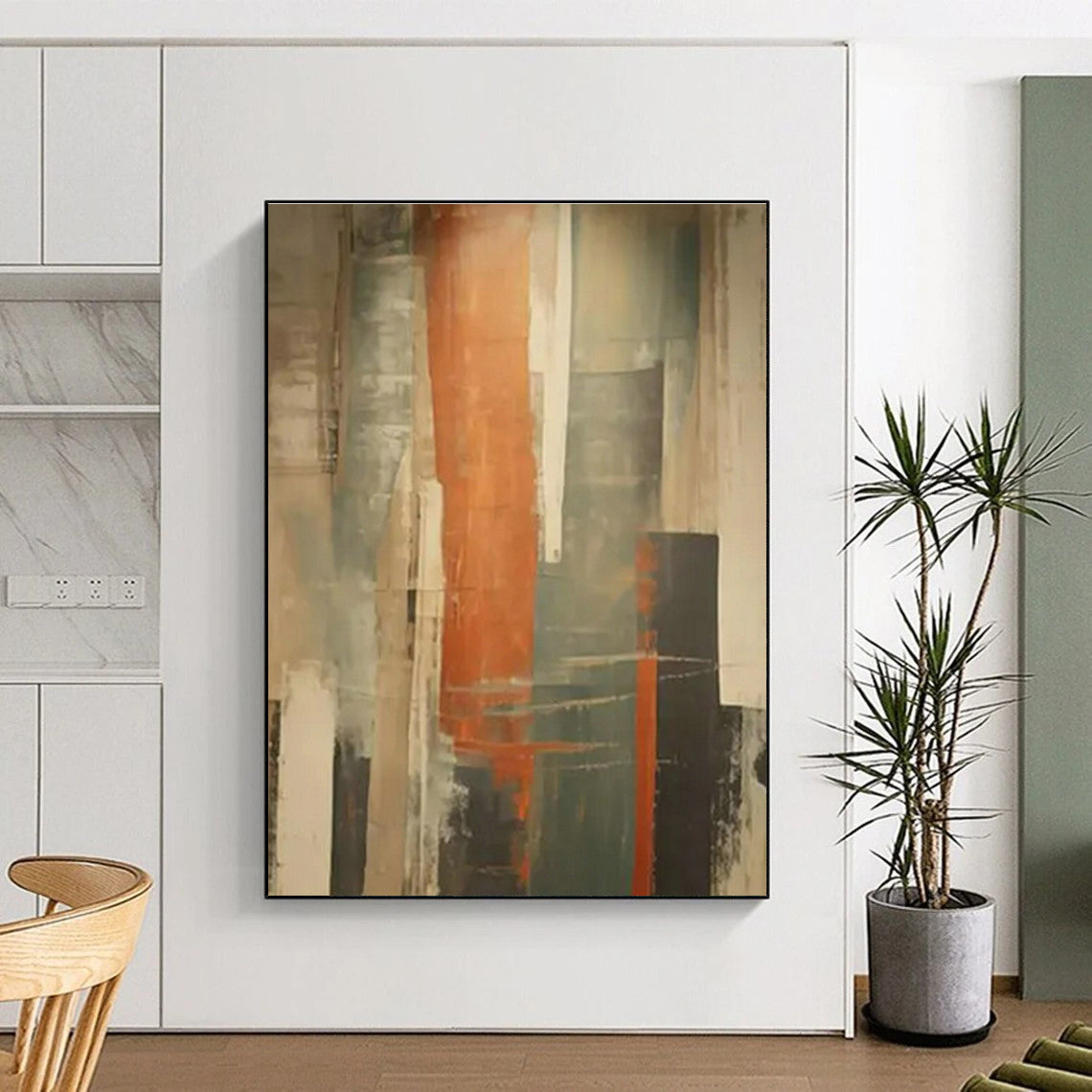 Orange - Gray Abstract Art for Modern Office Lounge & Urban Apartment DLZ1695