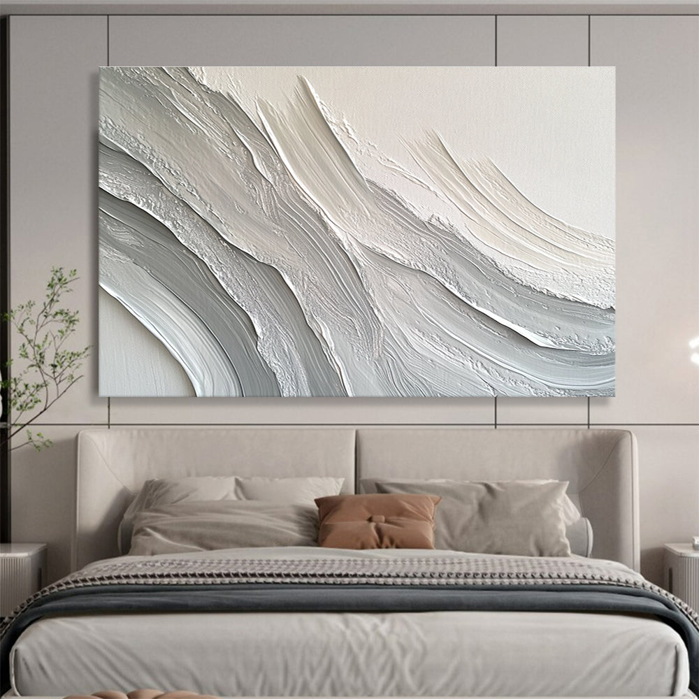 Textured Gray Waves Art for Minimalist Living Room & Contemporary Office SC451