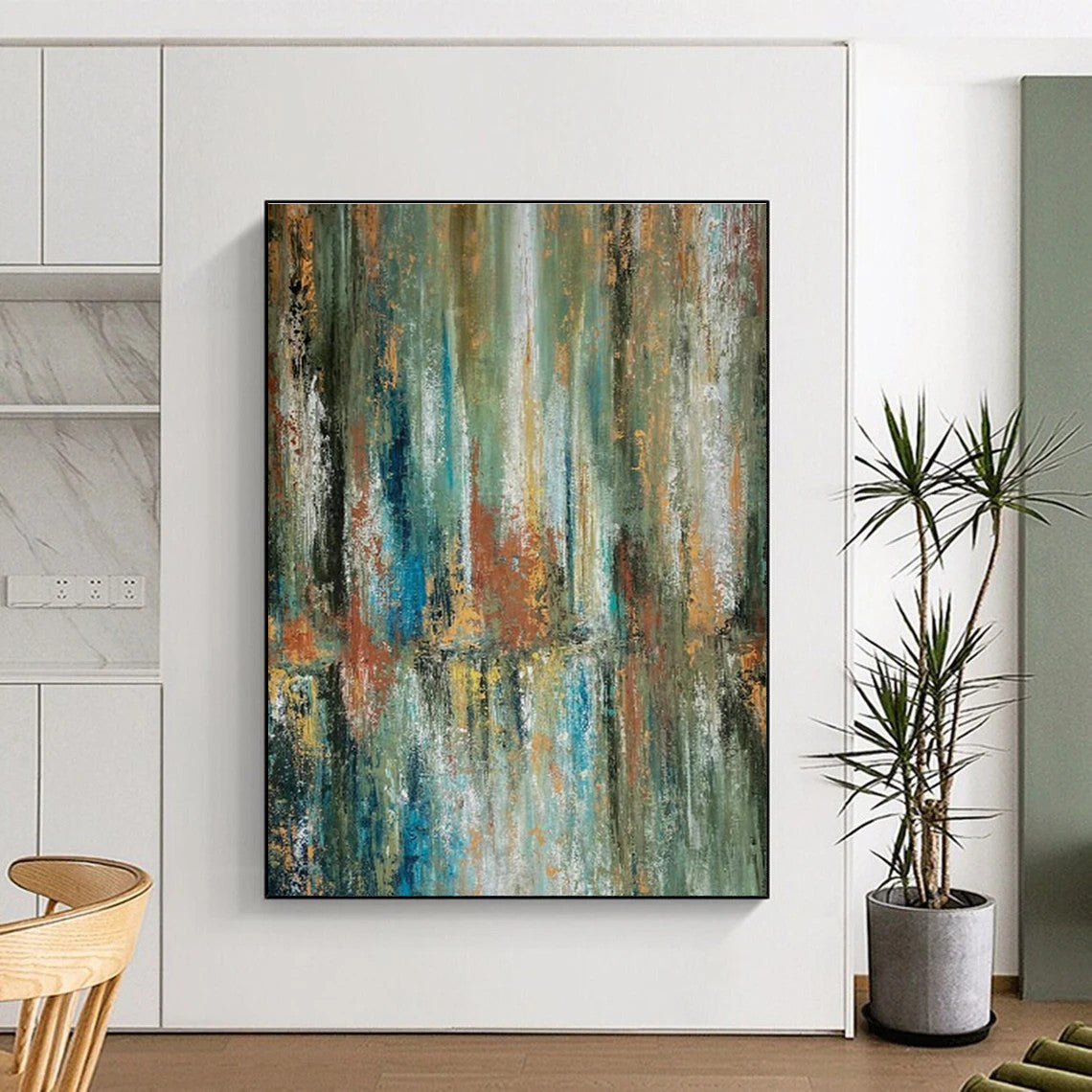 Colorful Vertical - Stroke Abstract Art for Modern Office Conference Room Walls DLZ0049