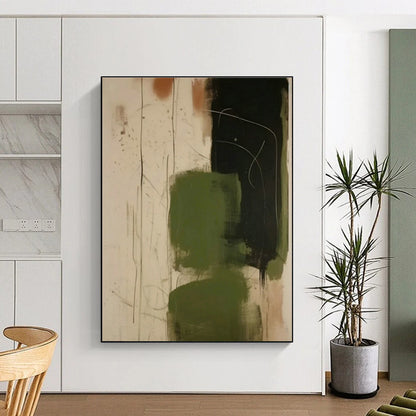 Olive - Black Abstract Art for Rustic Hunting Lodge & Modern Art Gallery DLZ0846