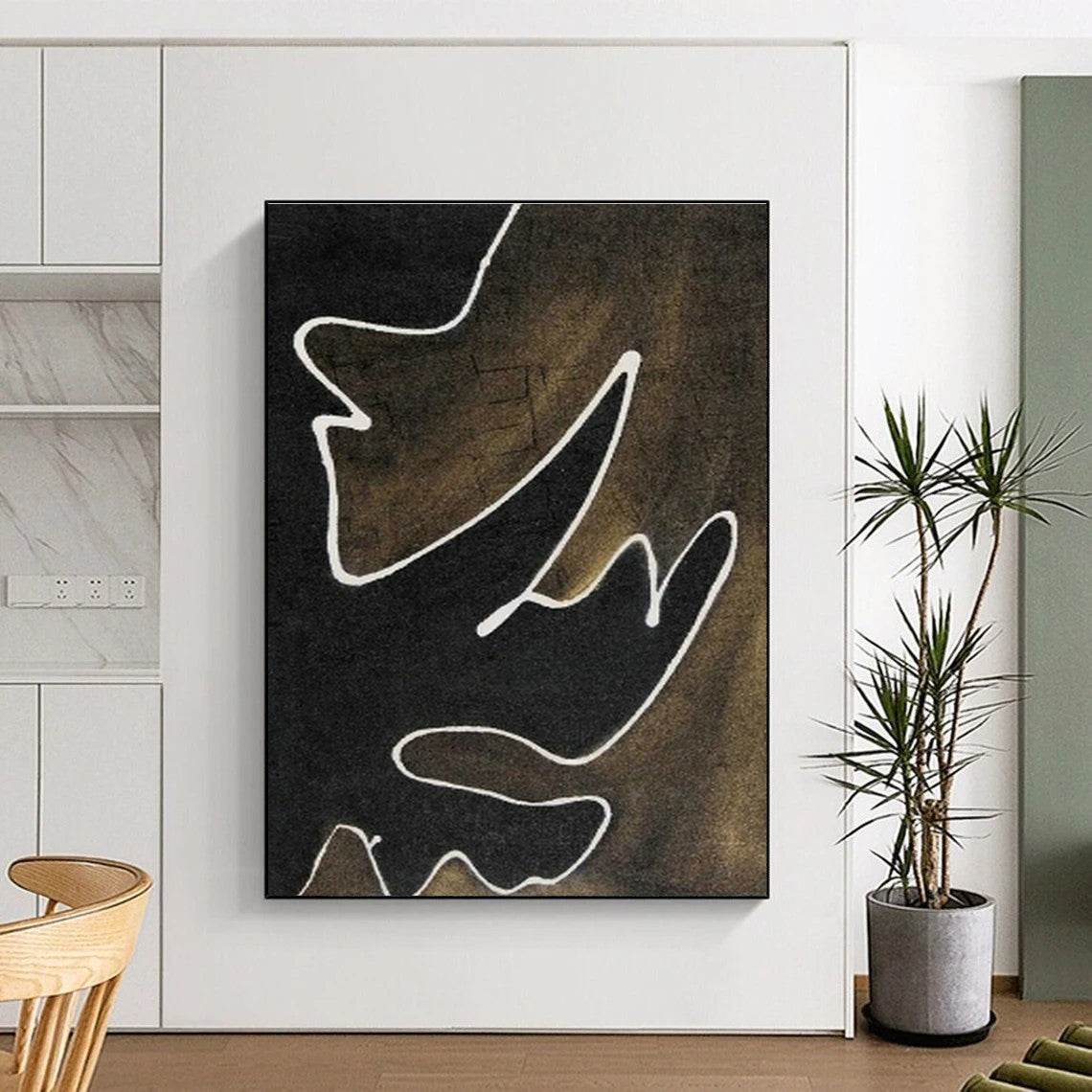 Black - Brown Line Art for Industrial - Style Bar Wall Decor DLZ0070