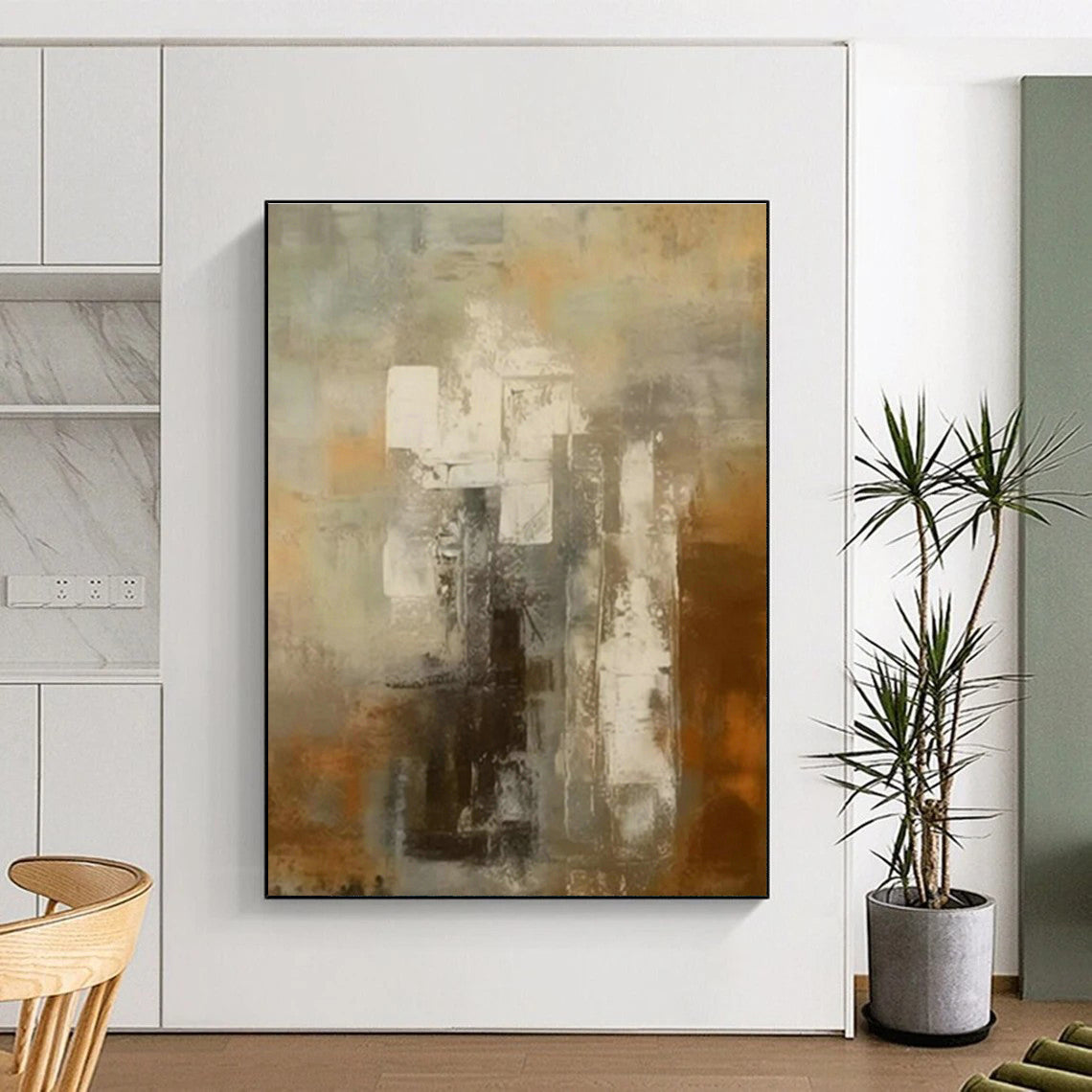Neutral Geometric Abstract Art for Minimalist Library & Design Studio DLZ1443