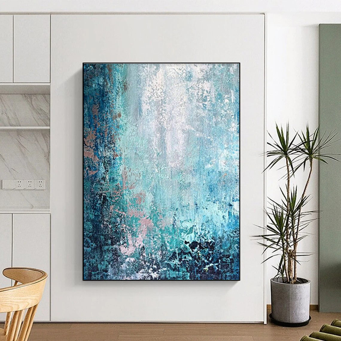 Blue - Pink Abstract Art for Beach House Balcony Spaces DLZ0074