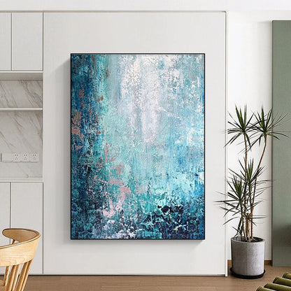 Blue - Pink Abstract Art for Beach House Balcony Spaces DLZ0074