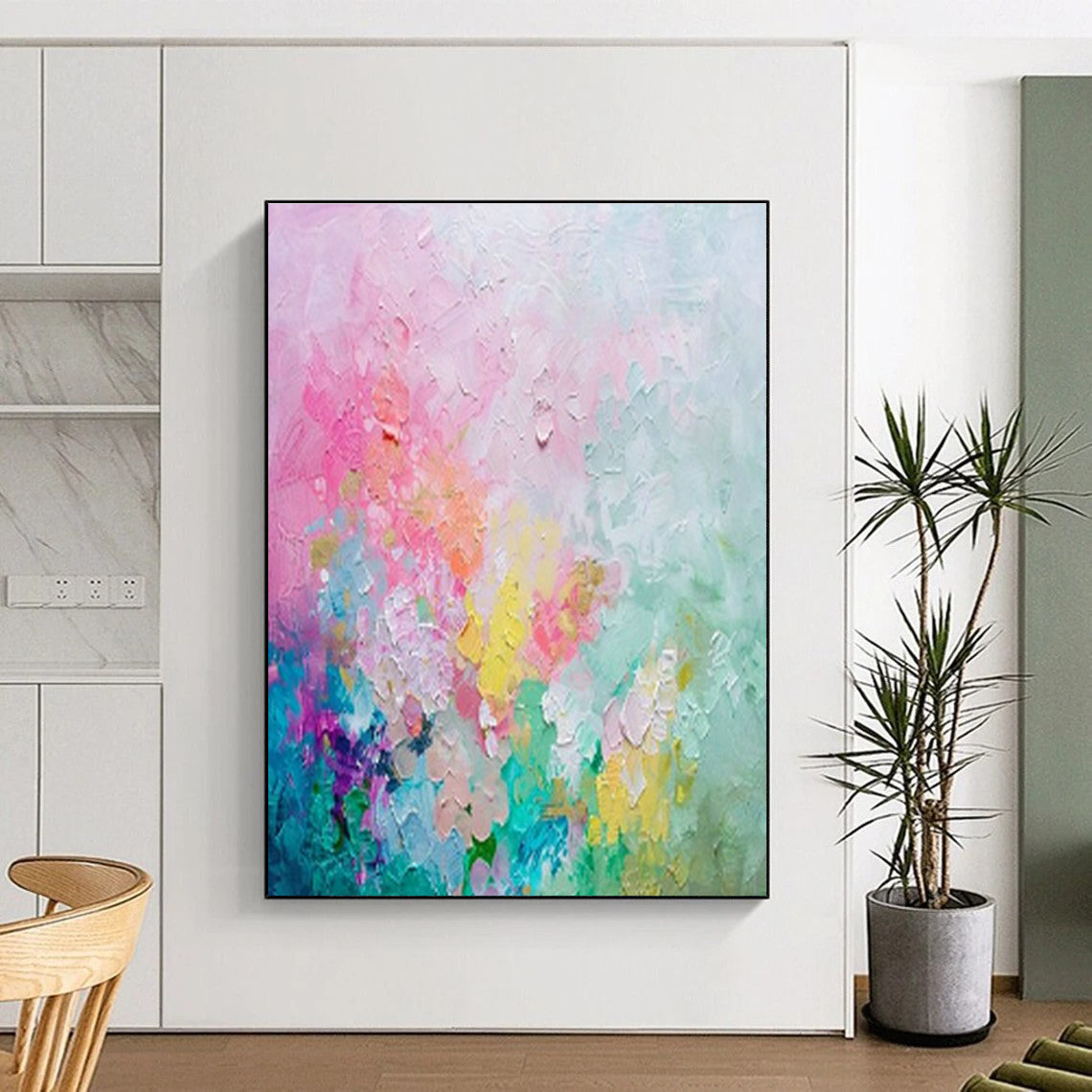 Pink - Colored Abstract Art for Feminine Boutique Hotel & Art - Inspired Tea Room DLZ1923