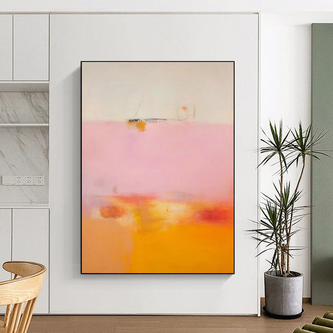 Pink - Orange Abstract Art for Romantic Restaurant & Feminine Boutique DLZ2084