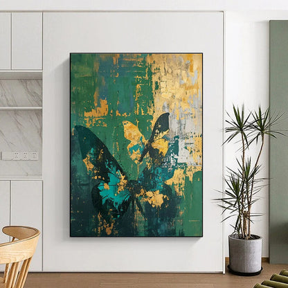 Gold - Green Butterfly Art for Bohemian Home Bedroom Accents & Eclectic Shop Dressing Areas DLZ0297