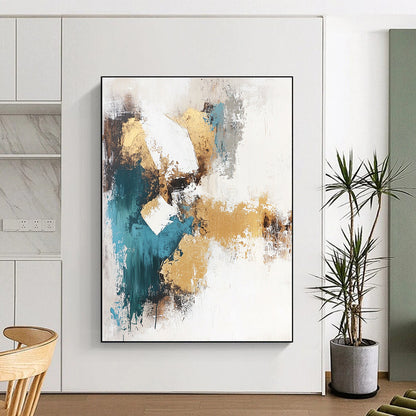 Gold and Teal Abstract Composition for Luxury Hotel Lobby & Contemporary Office STSC211