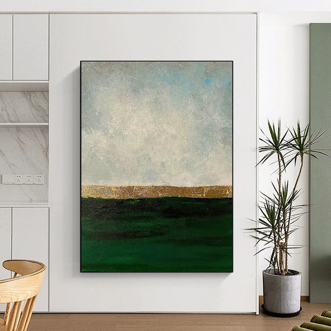 Gold - Striped Seaside Abstract Art for Coastal Home & Beachfront Café DLZ1213