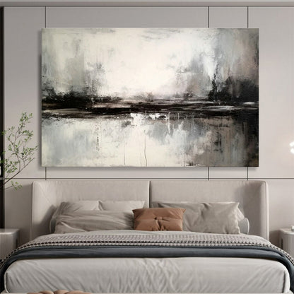 Black - White - Gray Landscape Abstract Art for Modern Monochrome Bedrooms DLZ2537