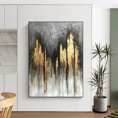 Grey and Gold Abstract Cityscape for Luxury Penthouse Living Room & High - End Hotel Lobby STSC393