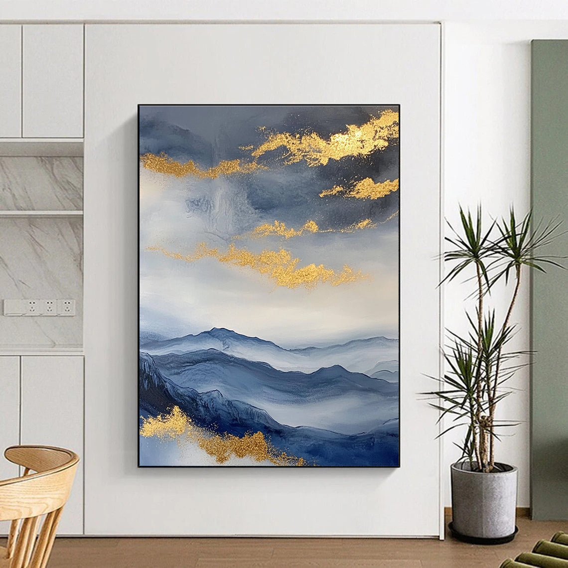 Golden Cloud Mountainscape for Luxury Home Decor & Asian - Inspired Spa STSC279