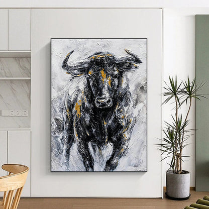 Textured Bull Portrait Art for Rustic Ranch House & Art - Centric Restaurant DLZ2155